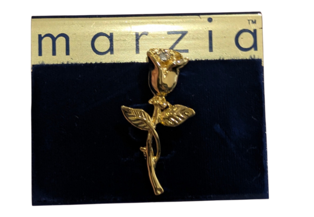 Marzia Gold Tone Rose Bud Pin Brooch